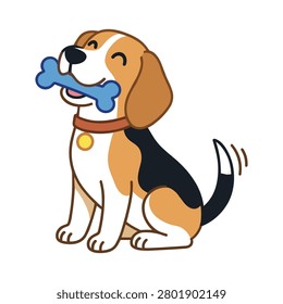 Beagle Sitting Illustration Containing friendly beagle sitting happily with collar, domestic pet, loyal companion, cute canine, and illustration. Flat illustration