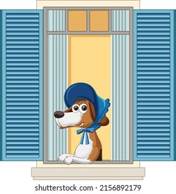 Un guiño en la ilustración de la caricatura de la ventana