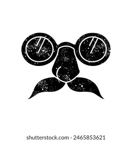 Beaglepuss glasses black hand drawn icon in grunge look