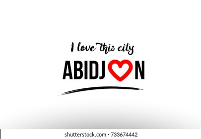 Beaituful typography design of city abidjan name logo with red heart suitable for tourism or visit promotion
