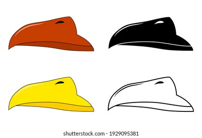 Beak of bird vector set. Illustration isolated on white background. Collection contains silhouette,outline and color drawing.