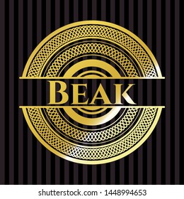 Beak golden badge or emblem. Vector Illustration. Detailed.