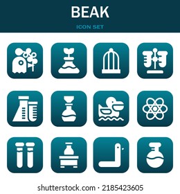 beak icon set. Vector  illustrations related with Pigeon, Flask and Bird cage