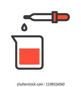 Beaker and dropper, Blood test or lab test, filled outline icon