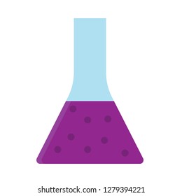 Beaker flask education sign vector icon. Discovery lab development solution test glass equipment
