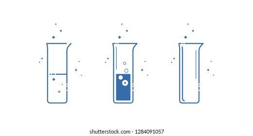 A beaker flask. Icons set. Equipment for chemical laboratory. Line design. Vector