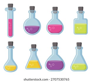 Ilustración vectorial de iconos de vaso y frasco