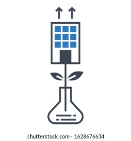 Beaker Flask Plant Rising on White background Artificial growth concept, Lab Development vector icon design