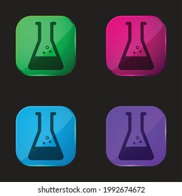 Beaker four color glass button icon