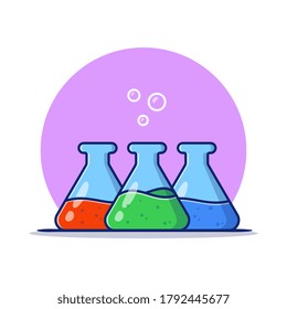 Beaker Glass With Chemical Liquid Cartoon Vector Icon Illustration. Science Laboratory Icon Concept Isolated Premium Vector. Flat Cartoon Style