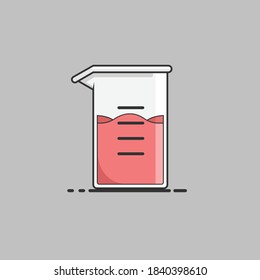 Beaker glass flat vector illustration isolated in gray background good for icon