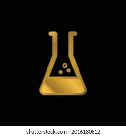 Beaker gold plated metalic icon or logo vector