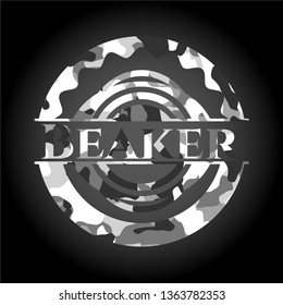 Beaker grey camo emblem