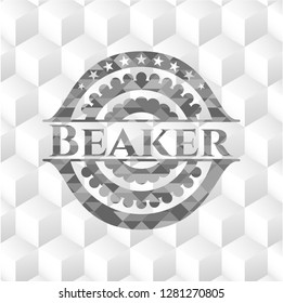 Beaker grey emblem with geometric cube white background