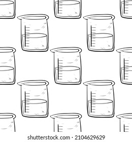Beaker hand drawn sketch. Seamless pattern.
