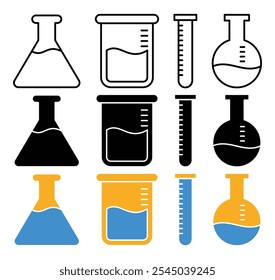 Beaker icon in black and colored versions.