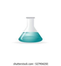 Beaker icon in color. Labs research biology chemical
