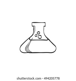 Beaker icon in doodle sketch lines. Labs research science biology chemical chemist