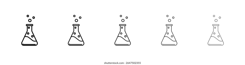 Beaker icon graphic set. trendy stroke line style