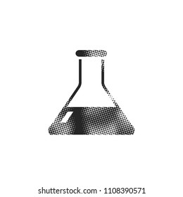 Beaker icon in halftone style. Black and white monochrome vector illustration.