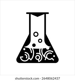 Ícone do bico, ícone do equipamento do laboratório, contêiner de volume líquido, ilustração da arte do vetor do ponto de medição