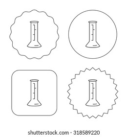 Beaker icon. Laboratory flask sign. Chemistry or pharmaceutical symbol. Flat circle, star and emblem buttons. Labels design. Vector