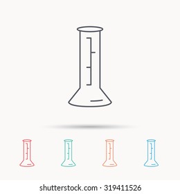 Beaker icon. Laboratory flask sign. Chemistry or pharmaceutical symbol. Linear icons on white background. Vector