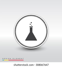 Beaker icon. Laboratory glass symbol. Flat design style. Made in vector illustration. Emblem or label with shadow.