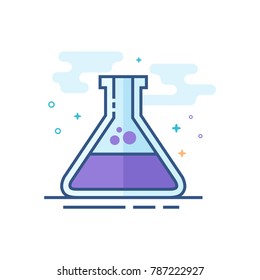 Beaker icon in outlined flat color style. Vector illustration.