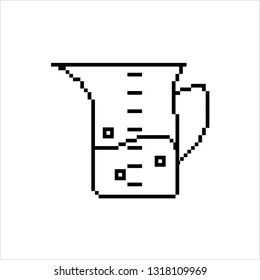 Beaker Icon Pixel Art, Beaker Pixelated Form Vector Art Illustration
