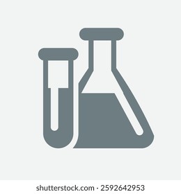 Beaker icon, representing chemistry, laboratory experiments, science, and research.