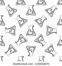 Beaker Icon Seamless Pattern, Beaker Vector Art Illustration