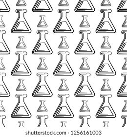 Beaker Icon Seamless Pattern, Beaker Vector Art Illustration