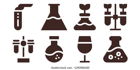  beaker icon set. 8 filled beaker icons. Simple modern icons about  - Test tube, Flask, Flasks, Wine glass, Chemistry