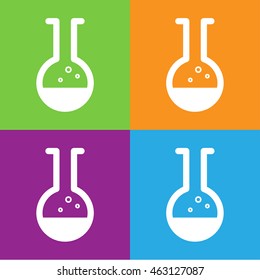 Beaker icon. Simple logo of laboratory glass on white background. Flat vector illustration.