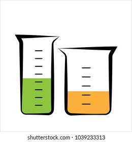 Beaker Icon, Beaker Vector Art Illustration