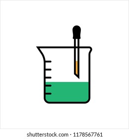 Beaker Icon, Beaker Vector Art Illustration