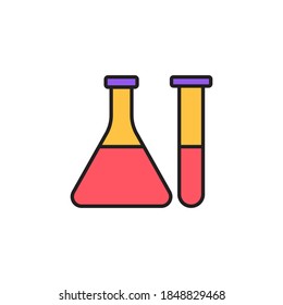 beaker icon vector. filled outline style. isolated on white background