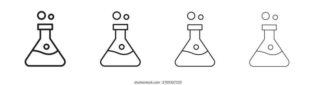 Iconos de vaso de precipitados en Elementos negros de línea simple.