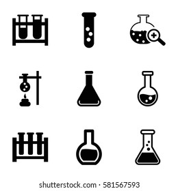 beaker icons set. Set of 9 beaker filled icons such as test tube