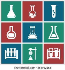 Beaker icons set. set of 9 beaker filled icons such as