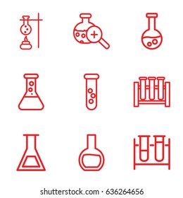 Beaker icons set. set of 9 beaker outline icons such as test tube