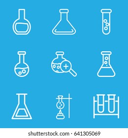 Beaker icons set. set of 9 beaker outline icons such as test tube