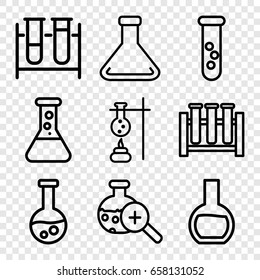 Beaker icons set. set of 9 beaker outline icons such as test tube