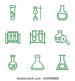 Beaker icons set. set of 9 beaker outline icons such as test tube