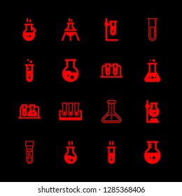 beaker icons set with flask, lab test tubes and test tube vector set