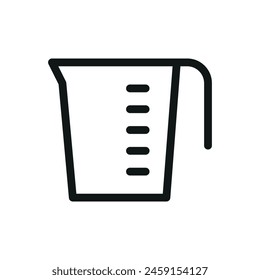 Beaker isolated icon, measuring cup vector symbol with editable stroke