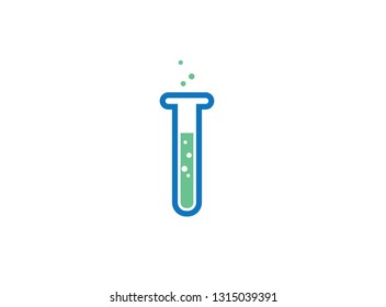 Beaker Lab flask with chemical substance inside make Bubbles for logo design