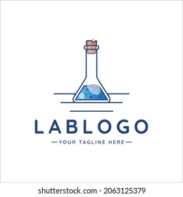 Beaker Lab Logo Linie Kunst Vektorgrafik Vorlage Symbol Design. Liquid Laborkonzept für Unternehmen