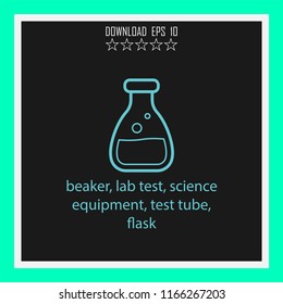 beaker, lab, test, science equipment, test tube, flask  vector icon